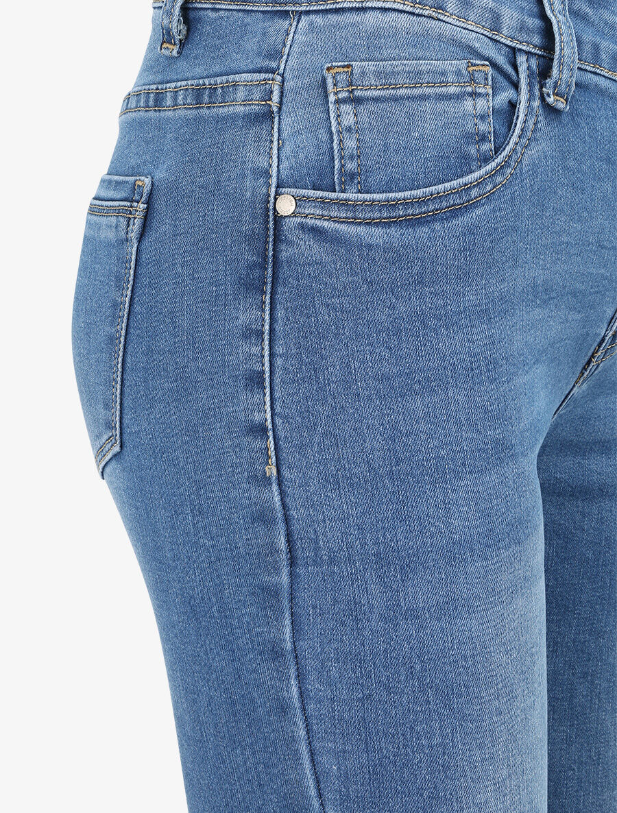 Jean slim à taille haute délavé - Bleu clair - 3
