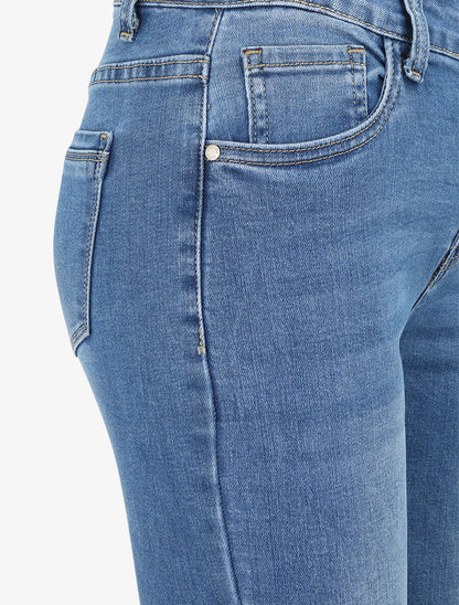 Jean slim à taille haute délavé - Bleu clair - 3