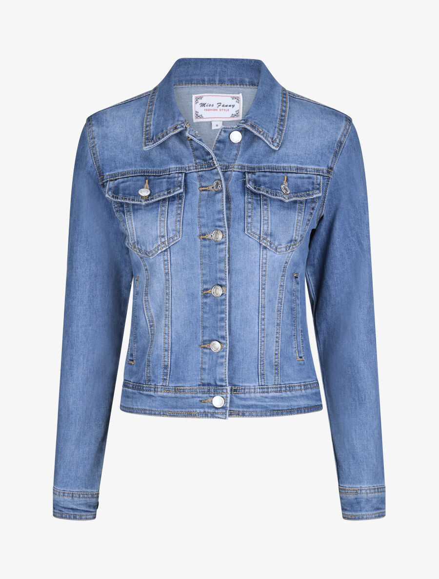 Veste en jean droite délavée - Bleu clair