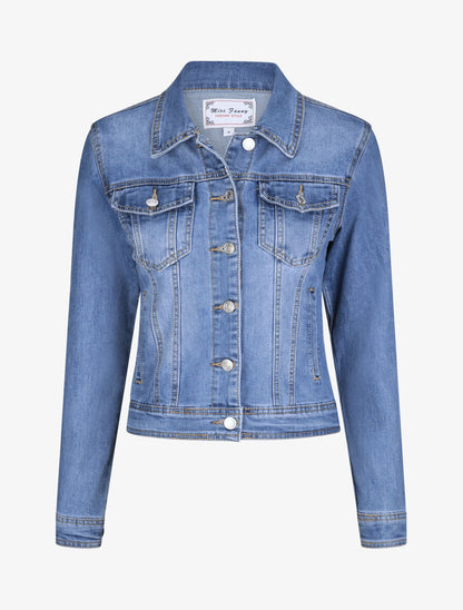 Veste en jean droite délavée - Bleu clair