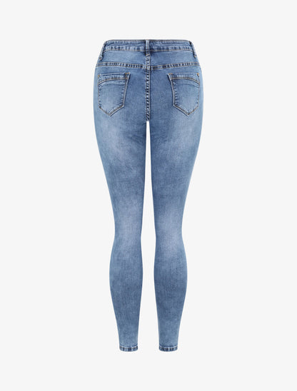 Jean skinny à taille haute délavé - Bleu clair - 2
