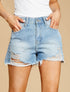 Mini short coupe droite destroy - Bleu clair - 1