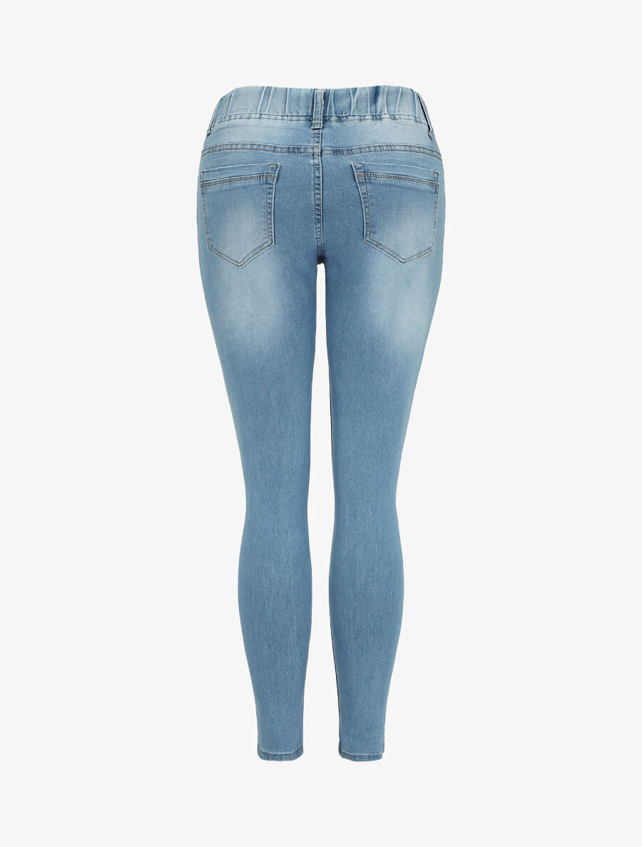 Jean slim à taille élastiquée - Bleu denim - 2