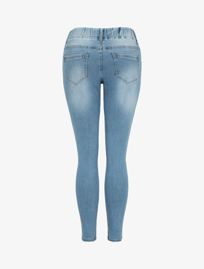 Jean slim à taille élastiquée - Bleu denim - 2