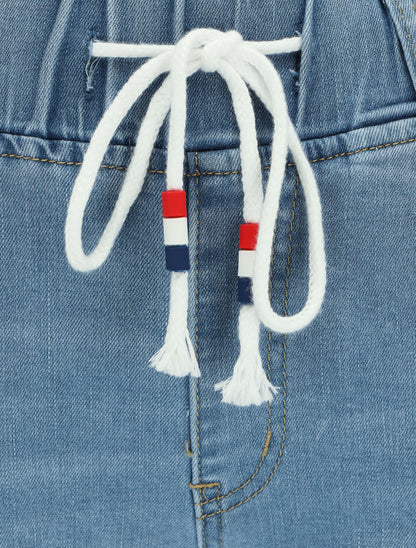 Jean slim à taille élastiquée - Bleu denim - 3