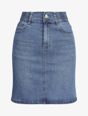 Jupe en jean à taille élastiquée - Bleu denim - 1