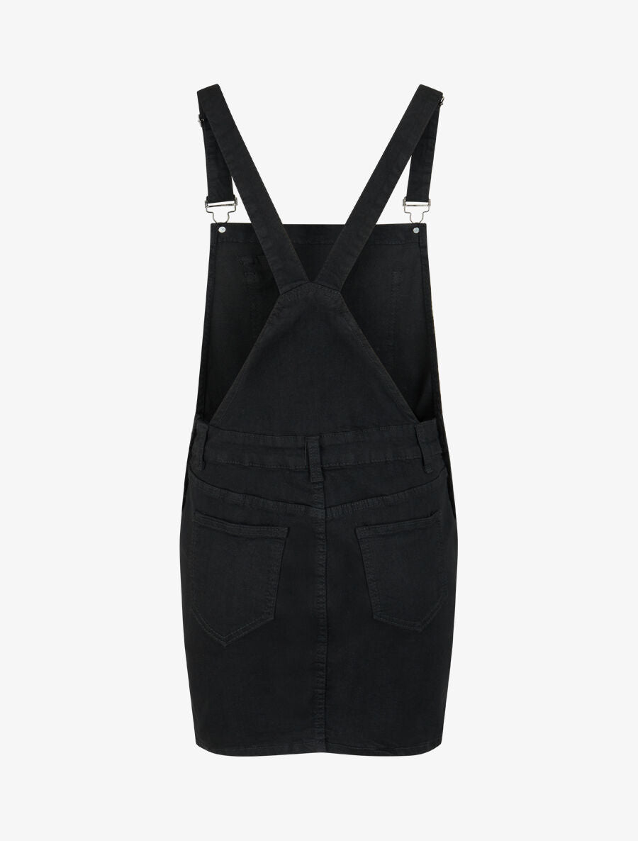 Robe salopette à poche sur la poitrine - Noir - 2