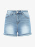 Short en jean délavé à revers - Bleu clair - 1