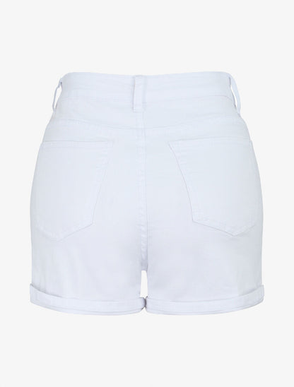 Short en jean à ourlets - Blanc - 2