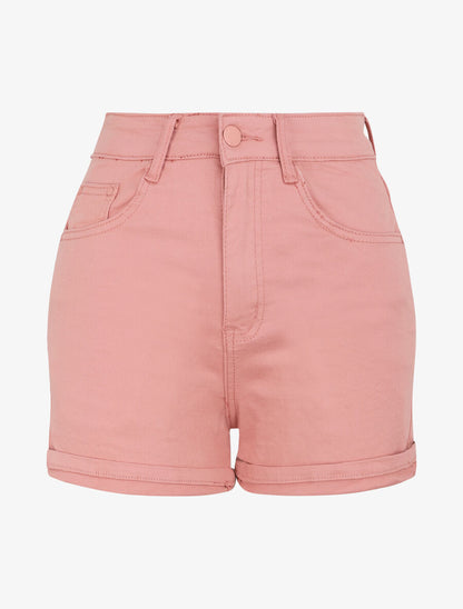 Short en jean à ourlets - Rose - 1