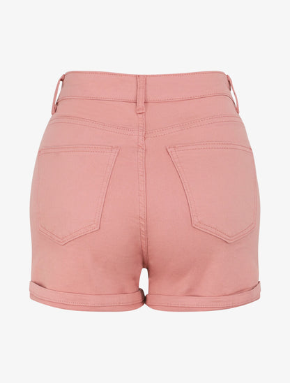 Short en jean à ourlets - Rose - 2