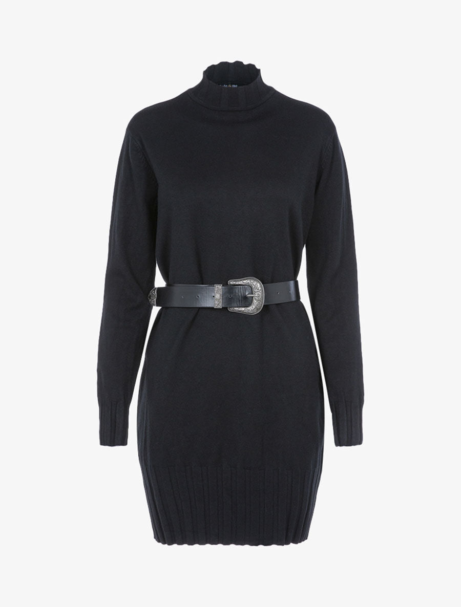 Robe-pull stretch coupe boule - Noir - 3