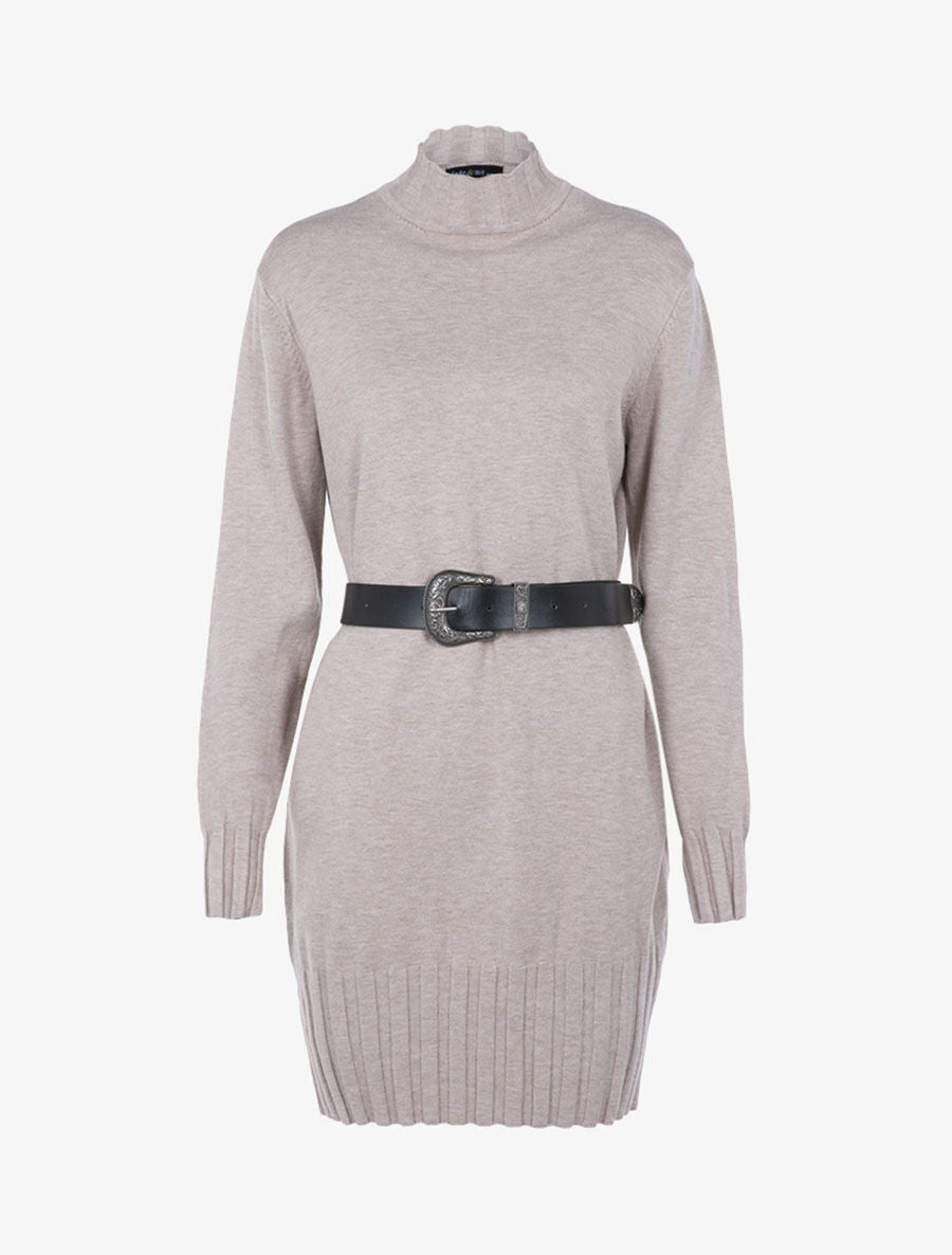 Robe-pull stretch coupe boule - Beige - 1