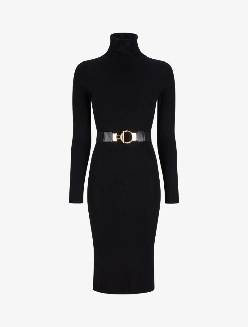 Robe pull longue à col roulé - Noir - 1