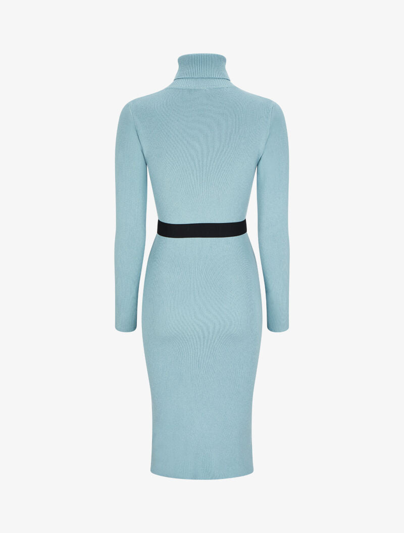 Robe pull longue à col roulé - Bleu ciel - 2