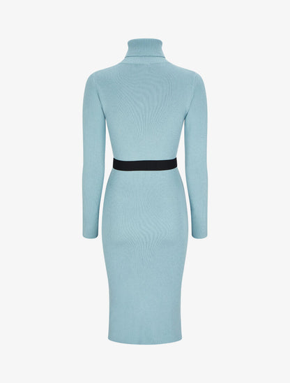 Robe pull longue à col roulé - Bleu ciel - 2