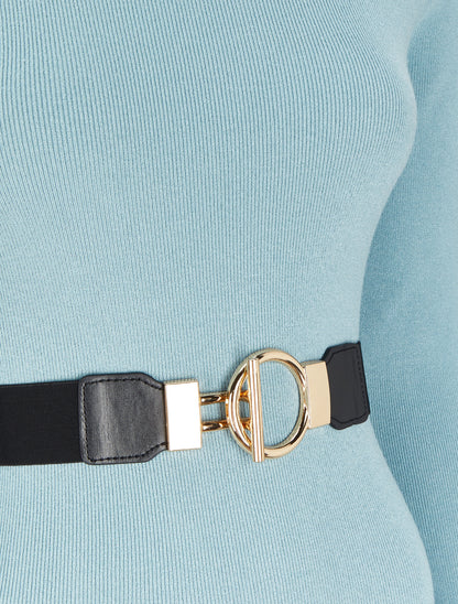 Robe pull longue à col roulé - Bleu ciel - 3