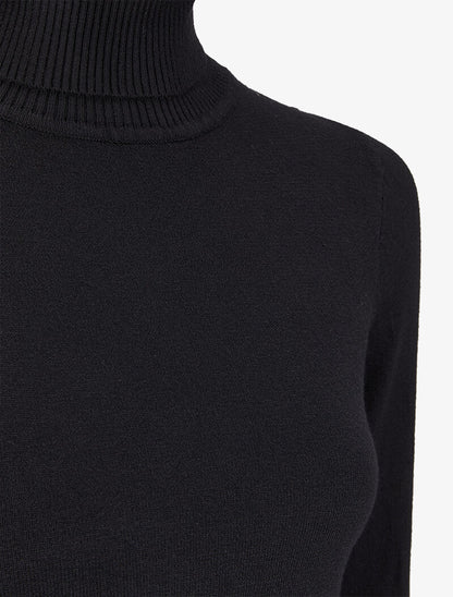 Pull basique à col roulé - Noir - 3
