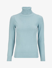 Pull basique à col roulé - Bleu ciel - 1