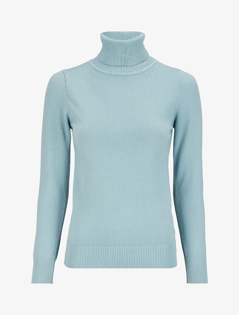 Pull basique à col roulé - Bleu ciel - 1