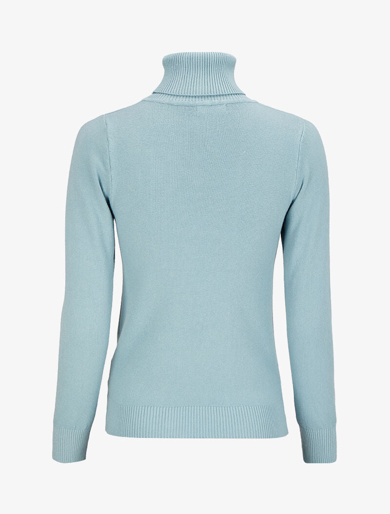 Pull basique à col roulé - Bleu ciel - 2