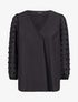 Blouse à manches transparentes style plumetis - Noir - 1