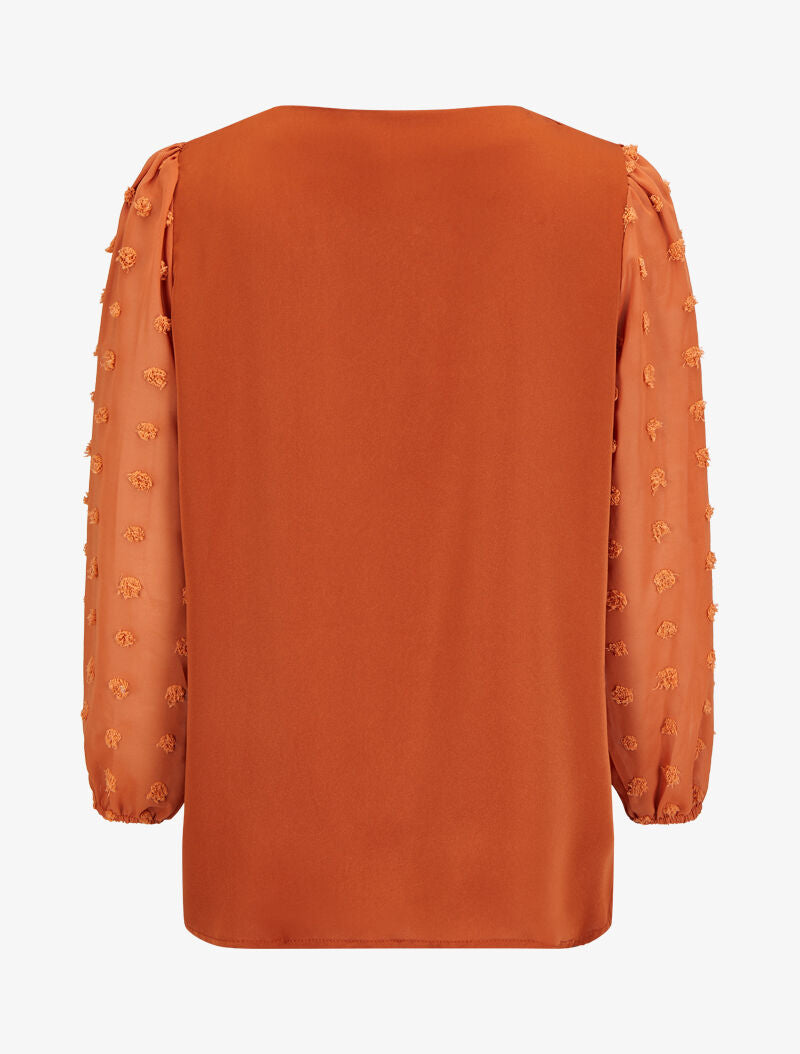 Blouse à manches transparentes style plumetis - Rouille - 2