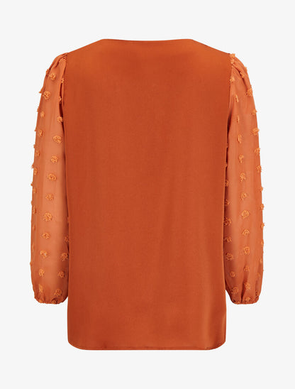 Blouse à manches transparentes style plumetis - Rouille - 2