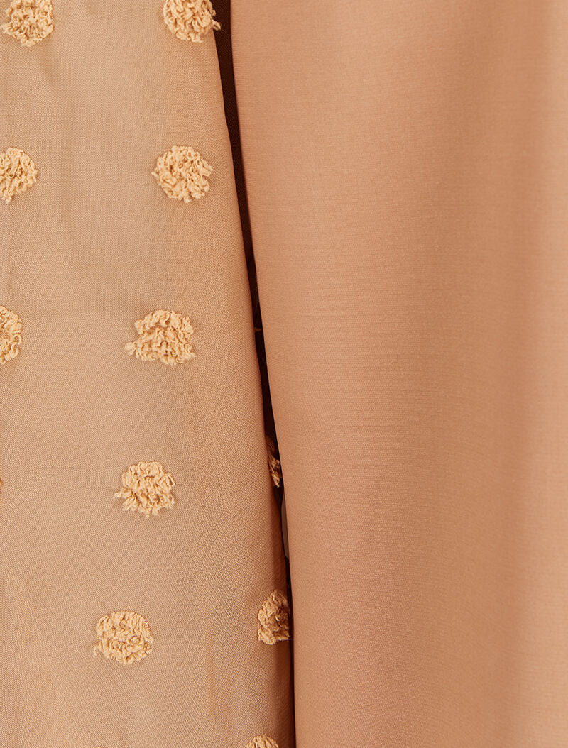 Blouse à manches transparentes style plumetis - Camel - 3