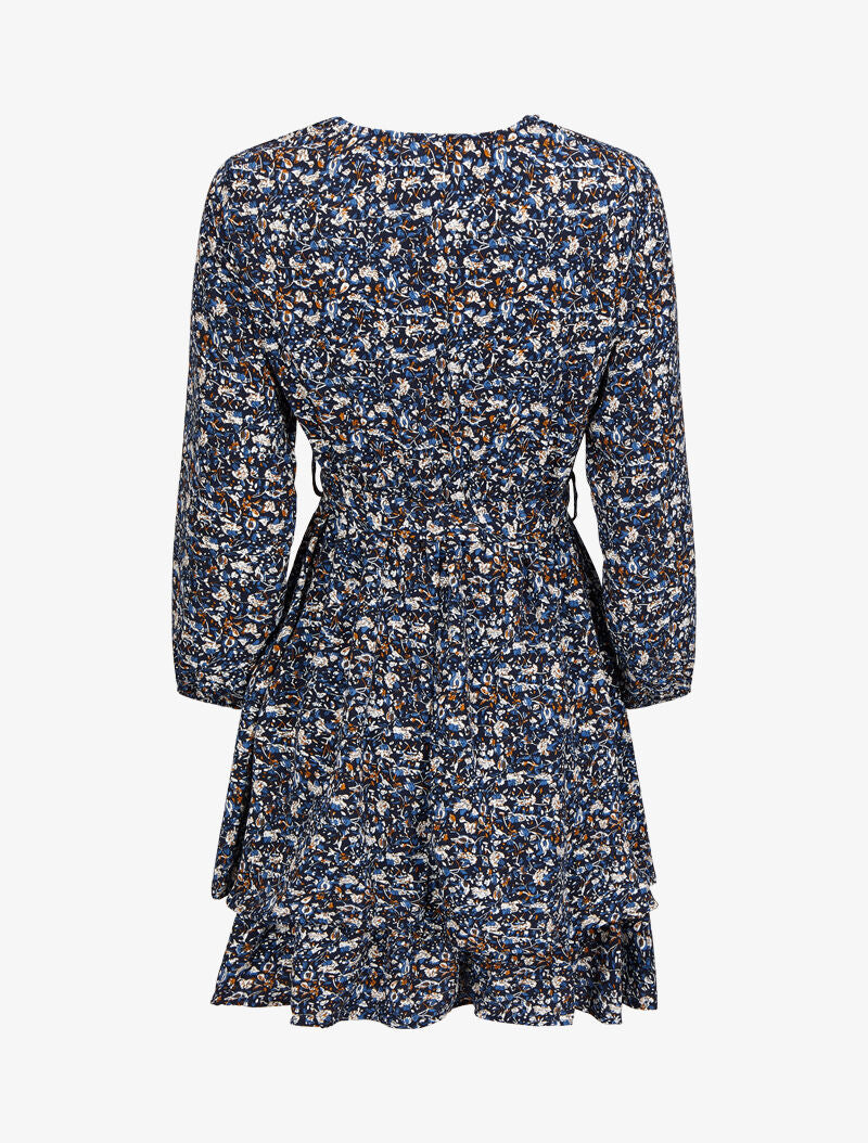 Robe cache-coeur à imprimé floral - Bleu marine - 2