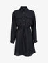 Robe chemise mi-longue à lien à nouer - Noir - 4