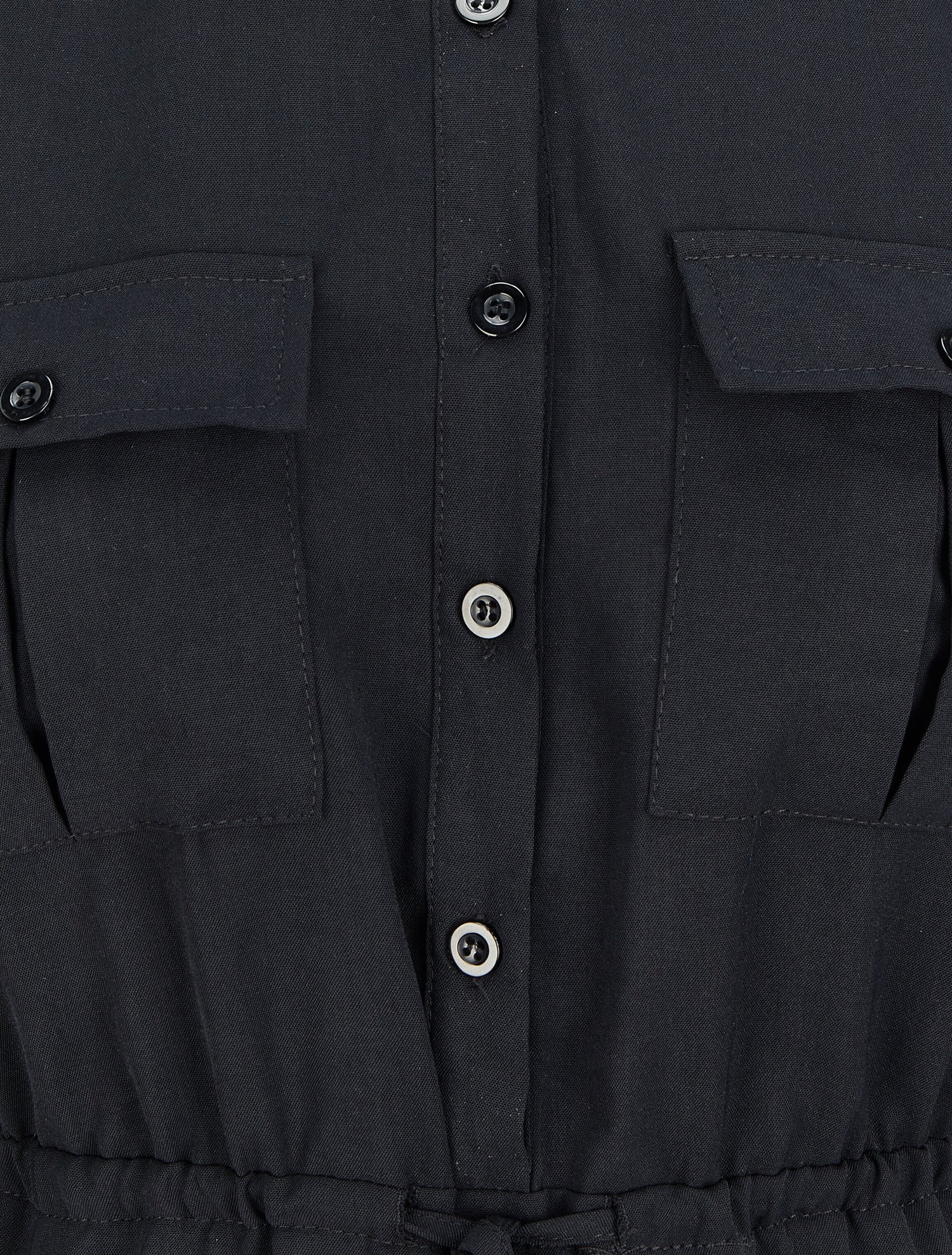 Robe chemise mi-longue à lien à nouer - Noir - 3