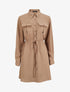 Robe chemise mi-longue à lien à nouer - Beige - 4