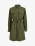 Robe chemise mi-longue à lien à nouer - Kaki - 1