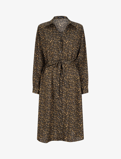 Robe chemise à imprimé petites fleurs sauvages - Noir - 4