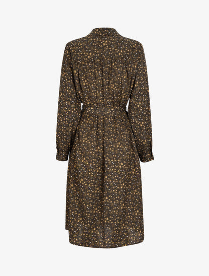 Robe chemise à imprimé petites fleurs sauvages - Noir - 2