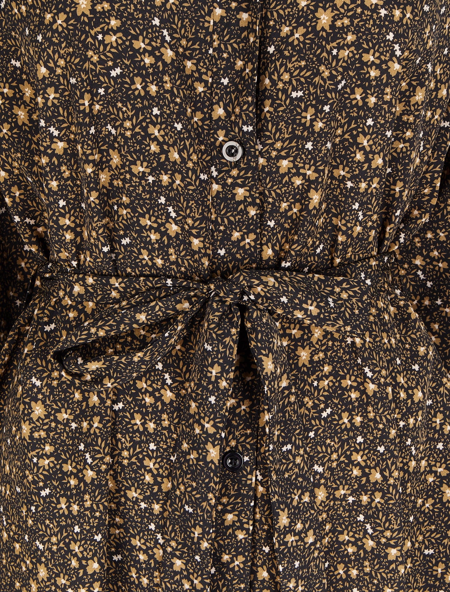 Robe chemise à imprimé petites fleurs sauvages - Noir - 3