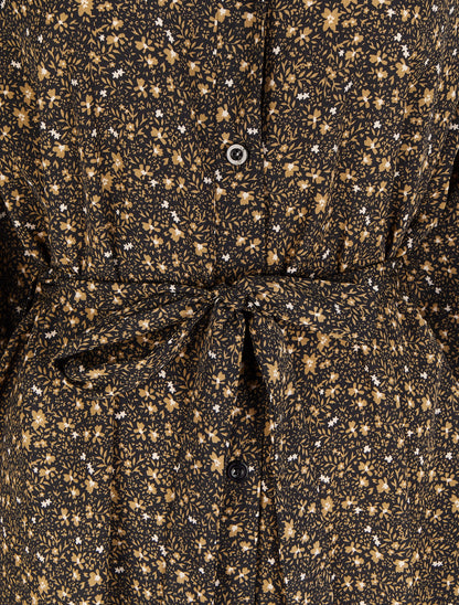 Robe chemise à imprimé petites fleurs sauvages - Noir - 3