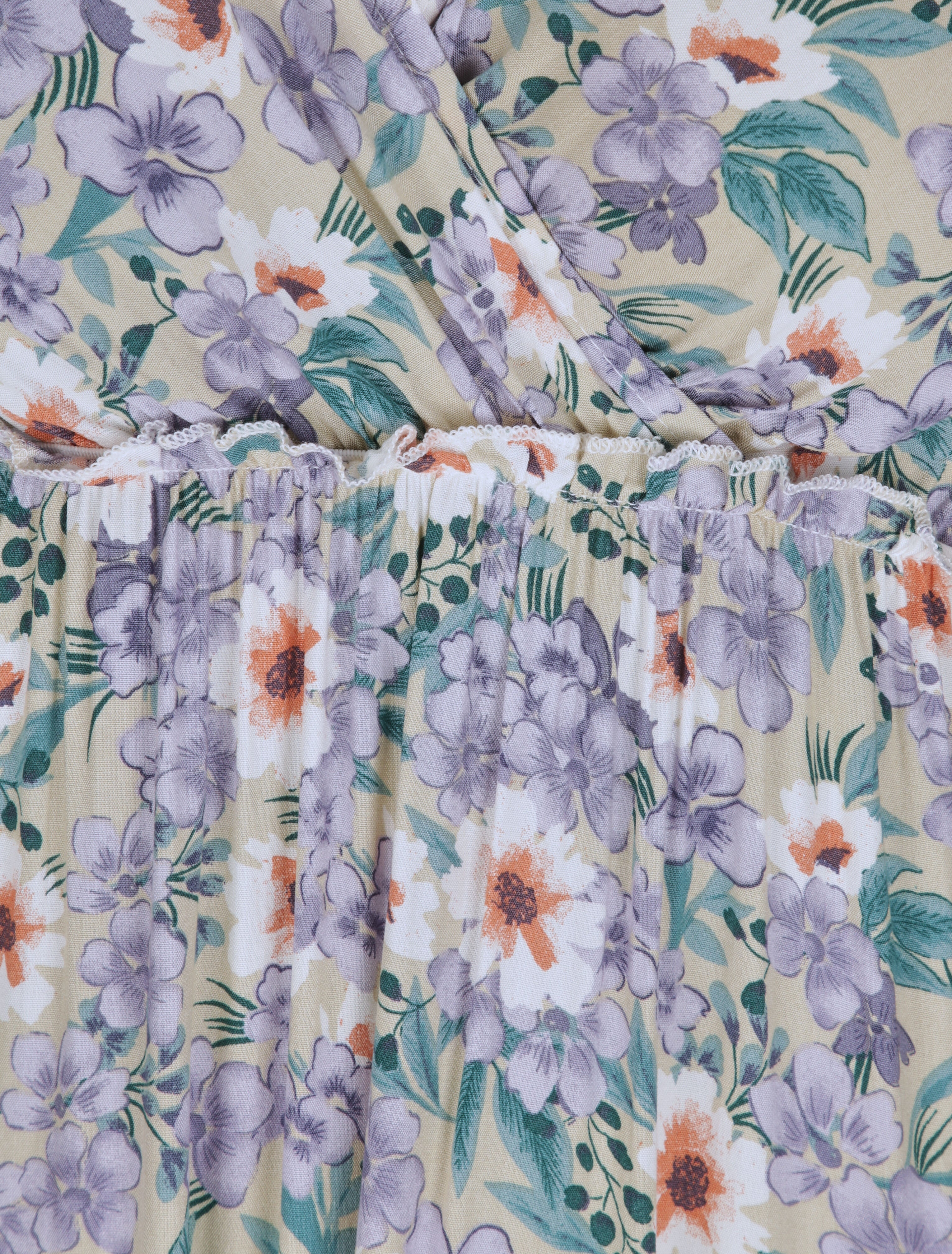 Robe longue à imprimé fleurs diverses - Beige - 3