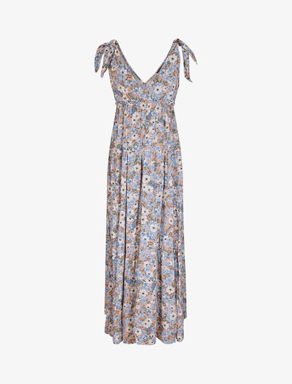 Robe longue à imprimé fleurs diverses - Rose saumon - 2