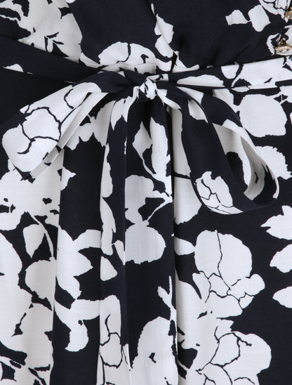 Robes longues à motifs fleurs graphiques - Marine/blanc - 3