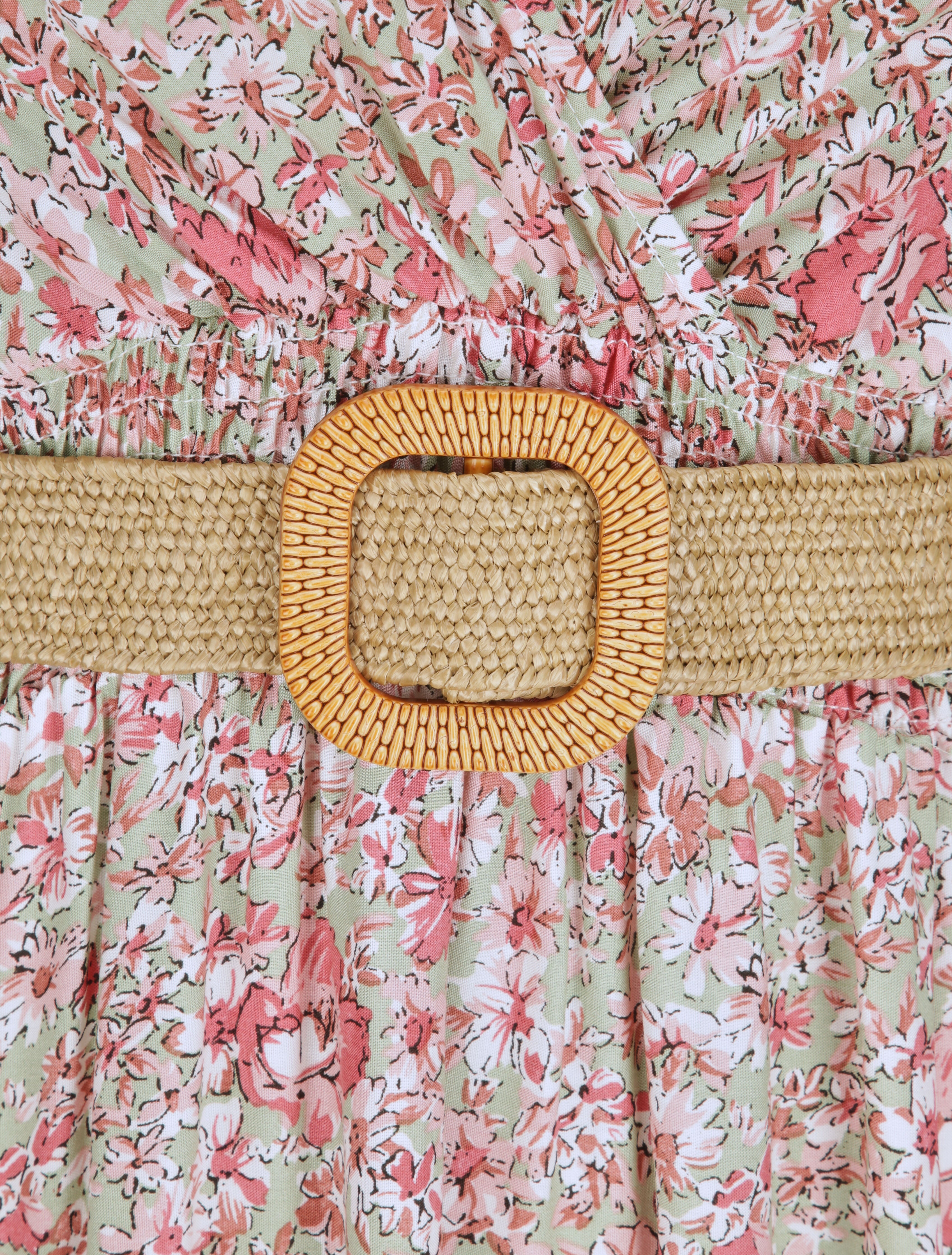 Robe longue à imprimé paquerettes - Rose/vert amande - 3