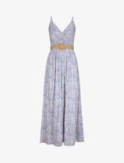 Robe longue à imprimé paquerettes - Bleu clair/rose - 1