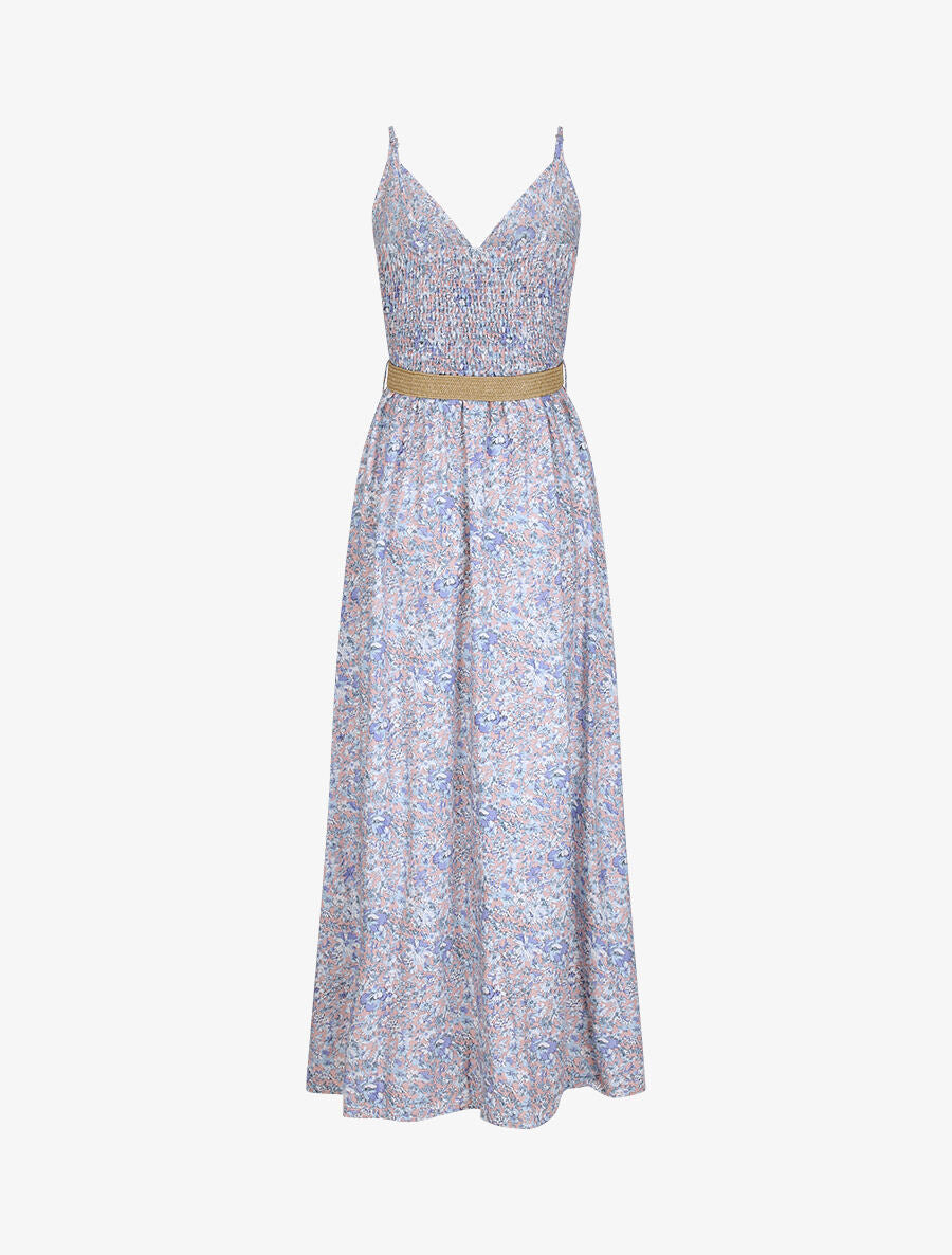 Robe longue à imprimé paquerettes - Bleu clair/rose - 2