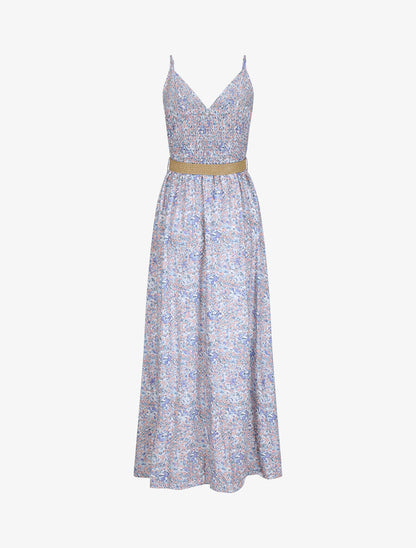 Robe longue à imprimé paquerettes - Bleu clair/rose - 2