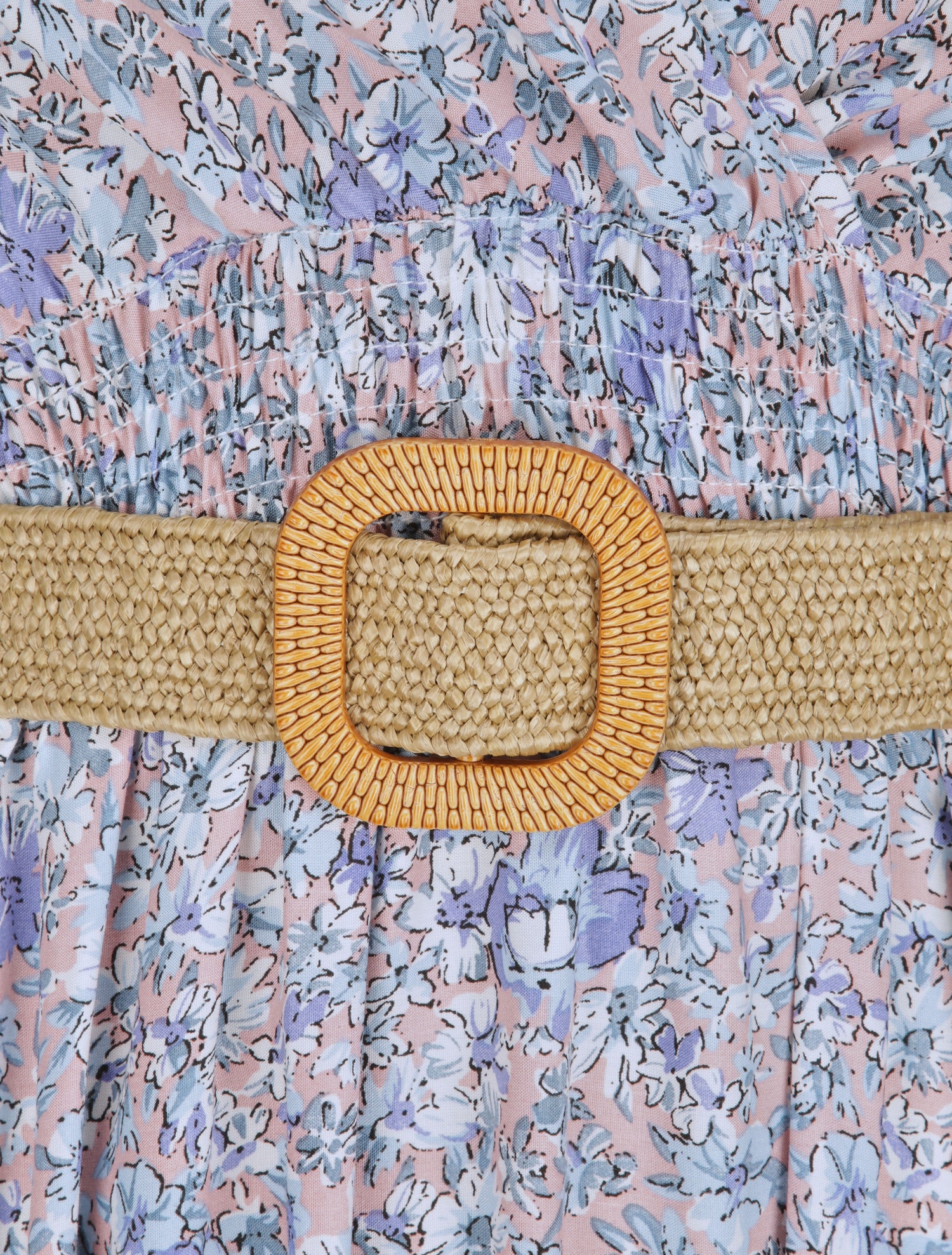 Robe longue à imprimé paquerettes - Bleu clair/rose - 3