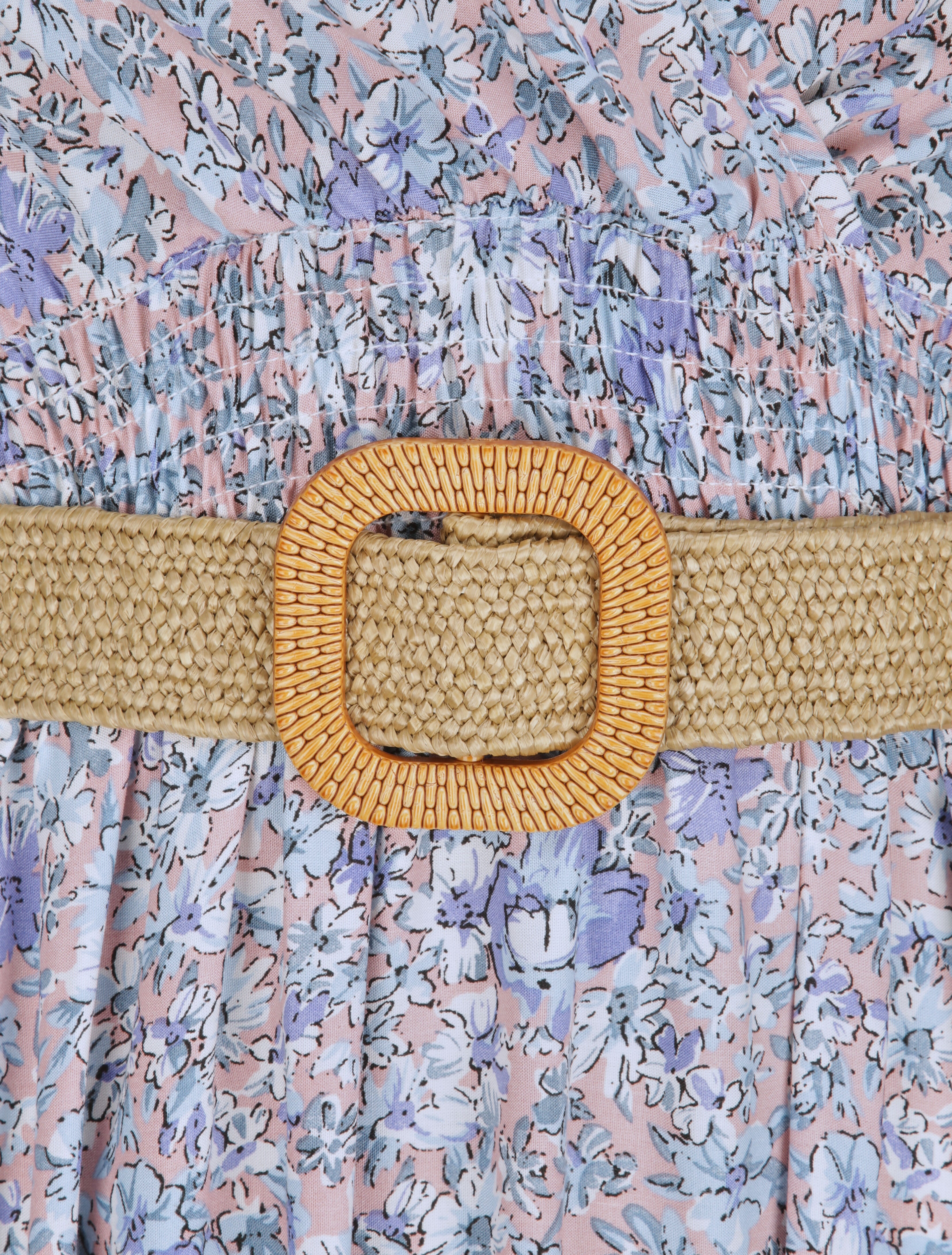 Robe longue à imprimé paquerettes - Bleu clair/rose - 3