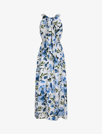 Robe longue imprimée marguerites géantes - Blanc/bleu - 2