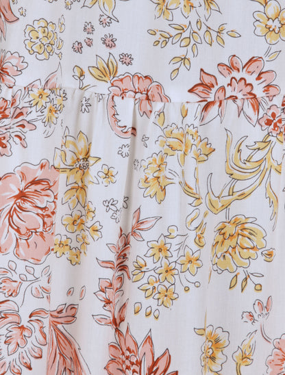 Robe longue à imprimé fleuri - Blanc - 4