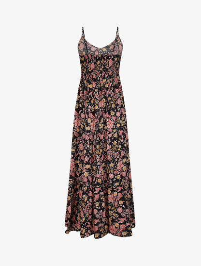 Robe longue à imprimé fleuri - Noir - 2
